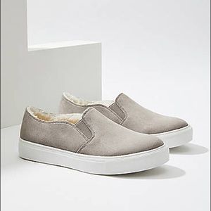 Fur lined slip on sneakers